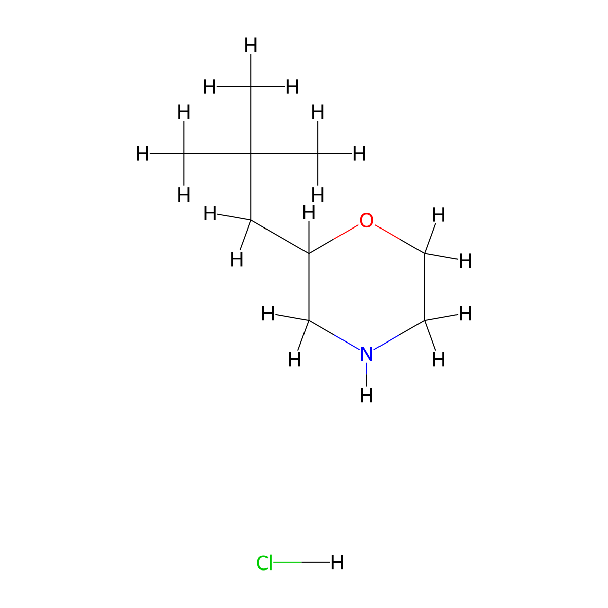 2-Neopentylmorpholine hydrochloride molecular structure, CAS 2208785-33-3