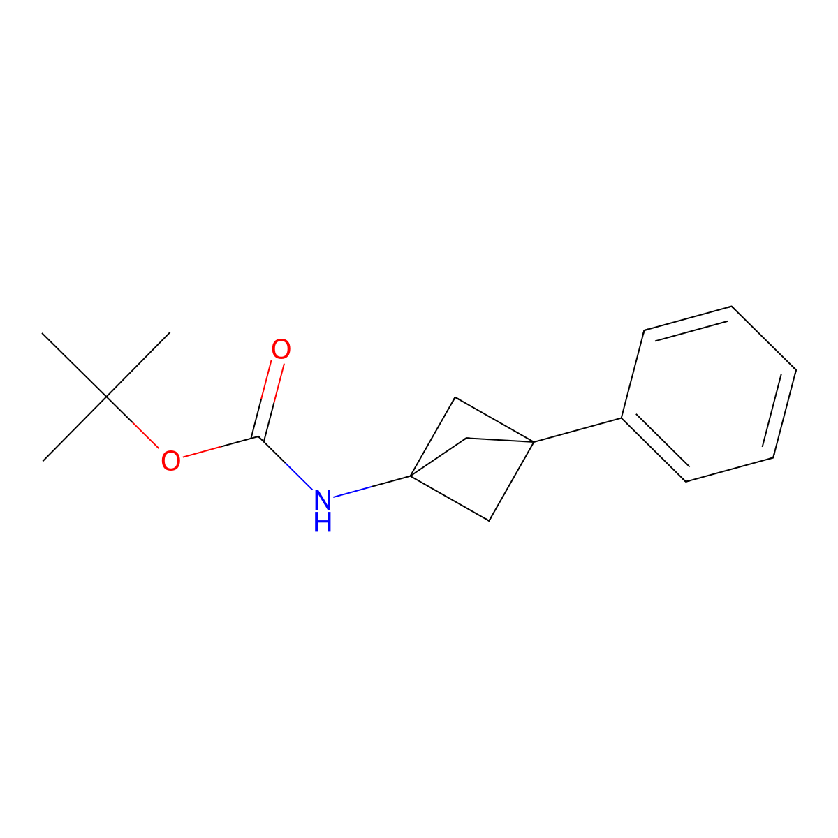 Tert-butyl (3-phenylbicyclo[1.1.1]pentan-1-YL)carbamate molecular structure, CAS 2208821-55-8