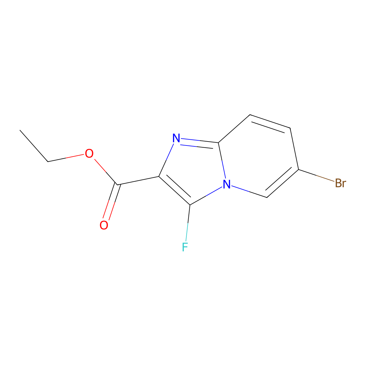 Ethyl 6-bromo-3-fluoroimidazo[1,2-a]pyridine-2-carboxylate molecular structure, CAS 2208822-59-5