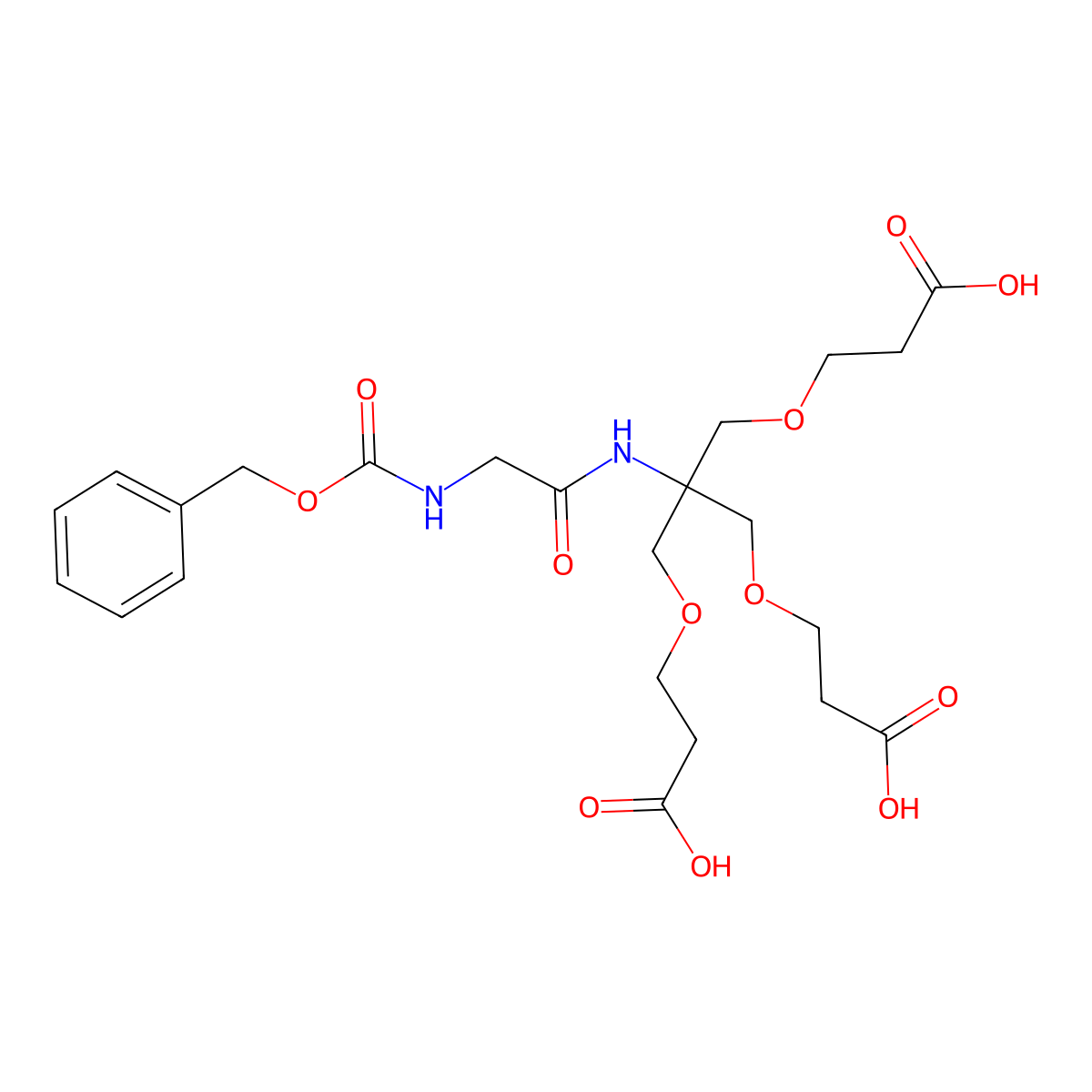 8,8-Bis((2-carboxyethoxy)methyl)-3,6-dioxo-1-phenyl-2,10-dioxa-4,7-diazatridecan-13-oic acid molecular structure, CAS 220886-02-2