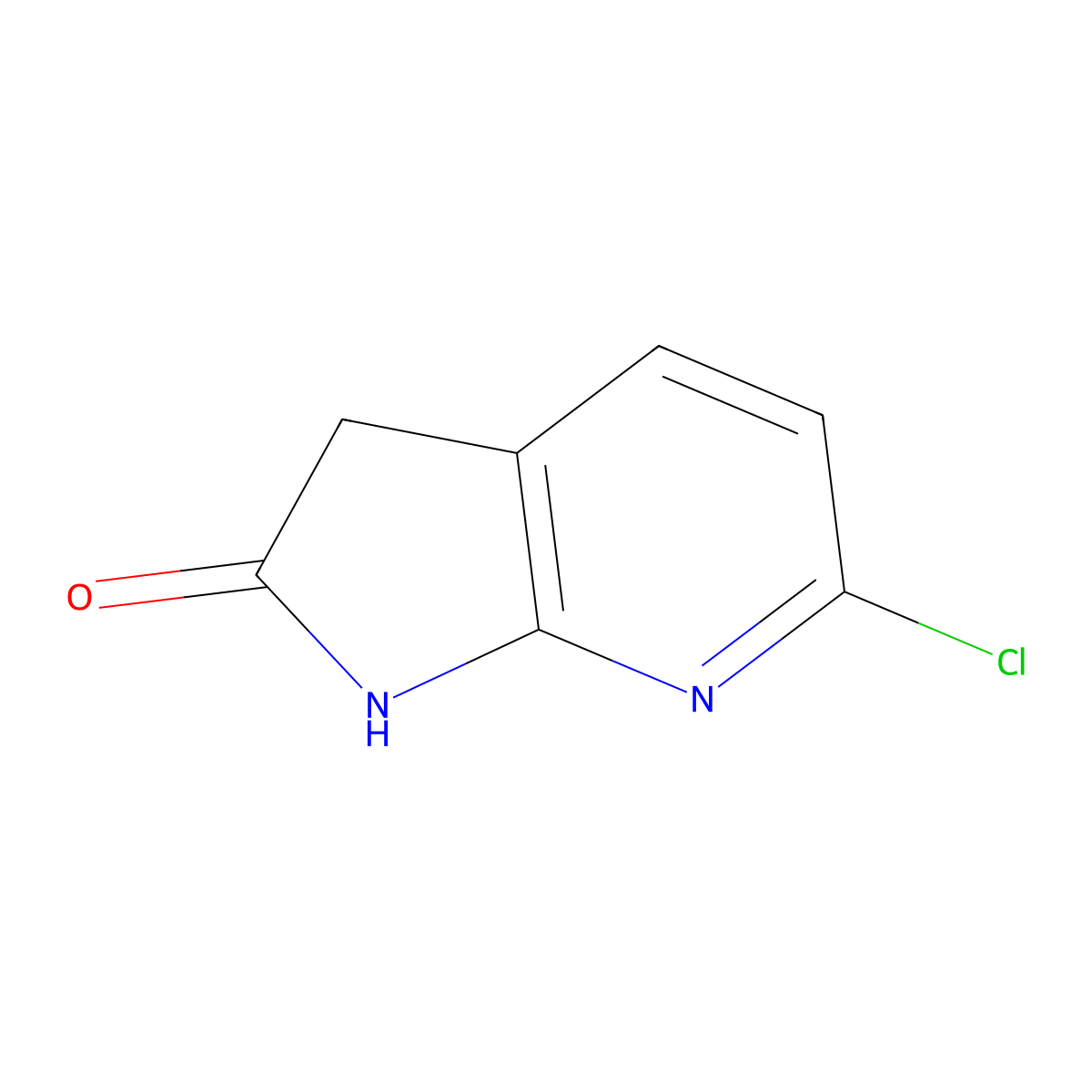 6-chloro-1H,2H,3H-pyrrolo(2,3-b)pyridin-2-one molecular structure, CAS 220896-14-0