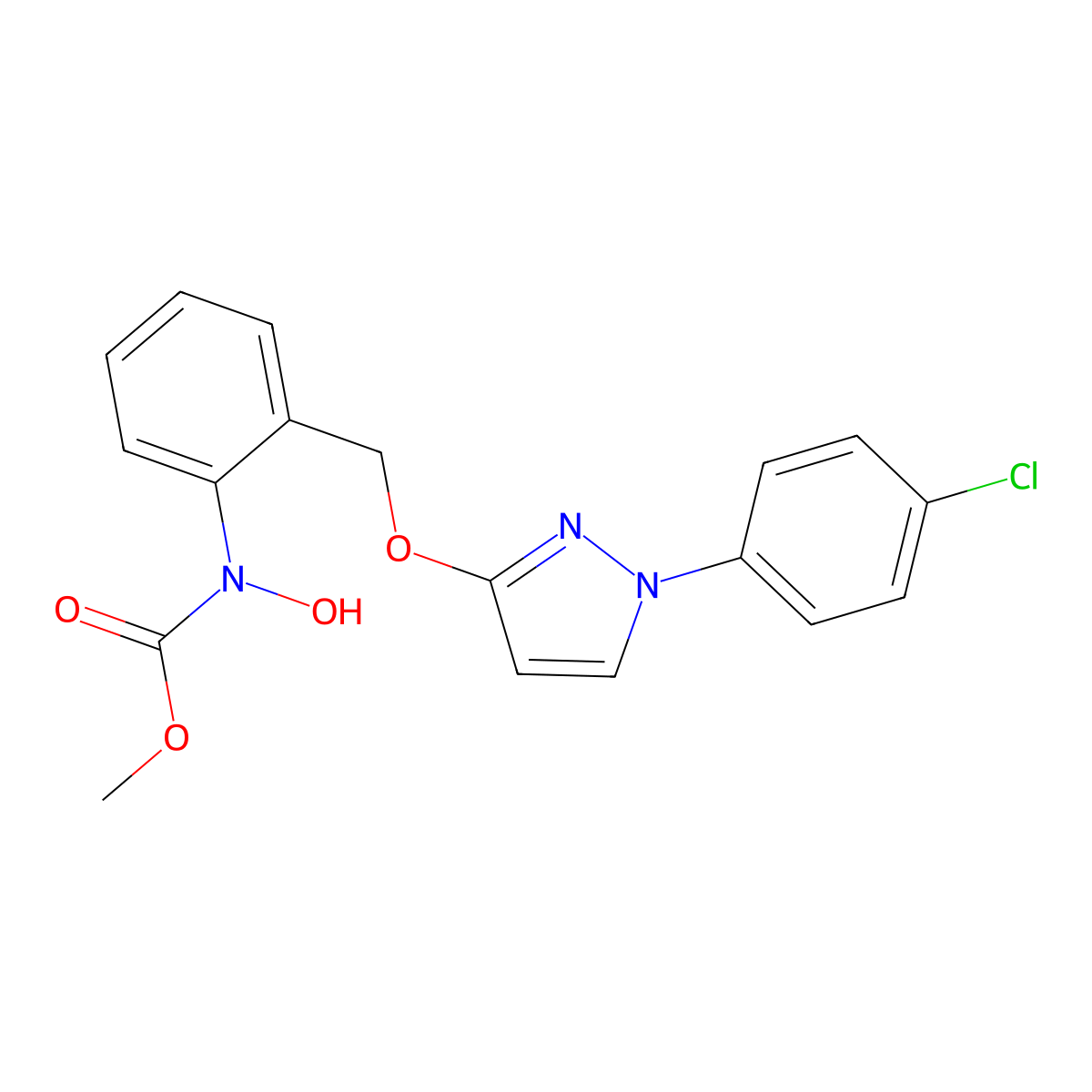 Carbamic acid, (2-(((1-(4-chlorophenyl)-1H-pyrazol-3-yl)oxy)methyl)phenyl)hydroxy-, methyl ester molecular structure, CAS 220897-76-7