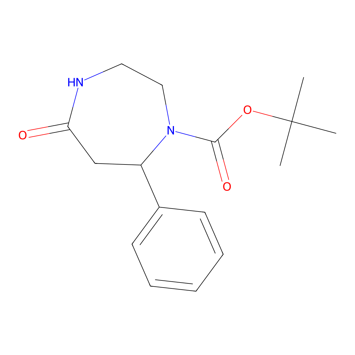 tert-Butyl 5-oxo-7-phenyl-1,4-diazepane-1-carboxylate molecular structure, CAS 220898-16-8