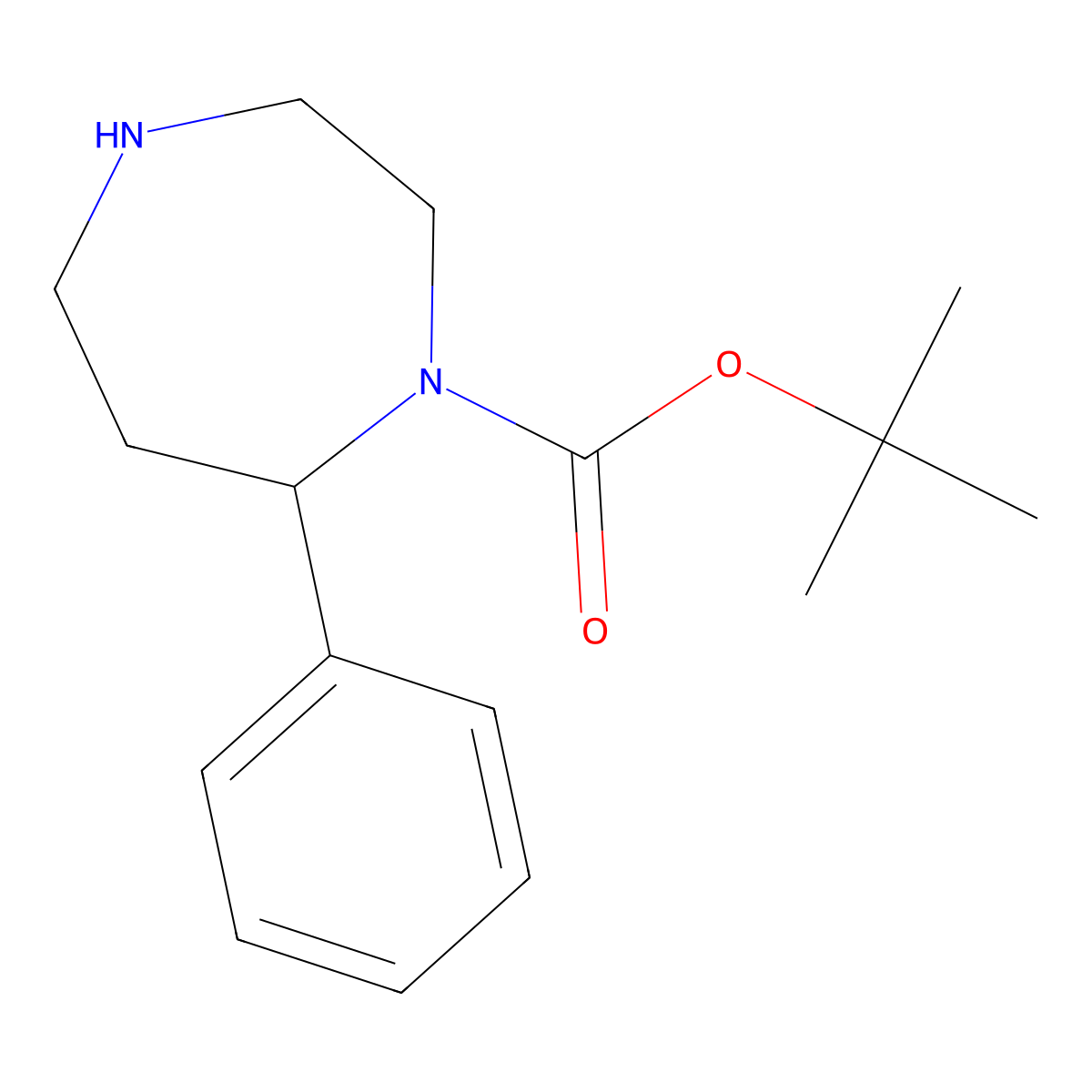Tert-butyl 7-phenyl-1,4-diazepane-1-carboxylate molecular structure, CAS 220898-23-7