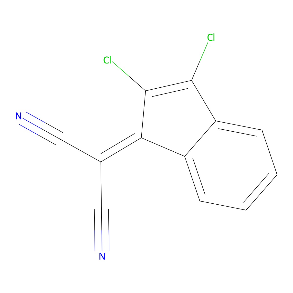 Propanedinitrile, (2,3-dichloro-1H-inden-1-ylidene)- molecular structure, CAS 220898-80-6