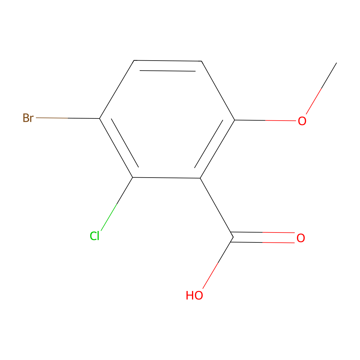 3-Bromo-2-chloro-6-methoxybenzoic acid molecular structure, CAS 220901-05-3