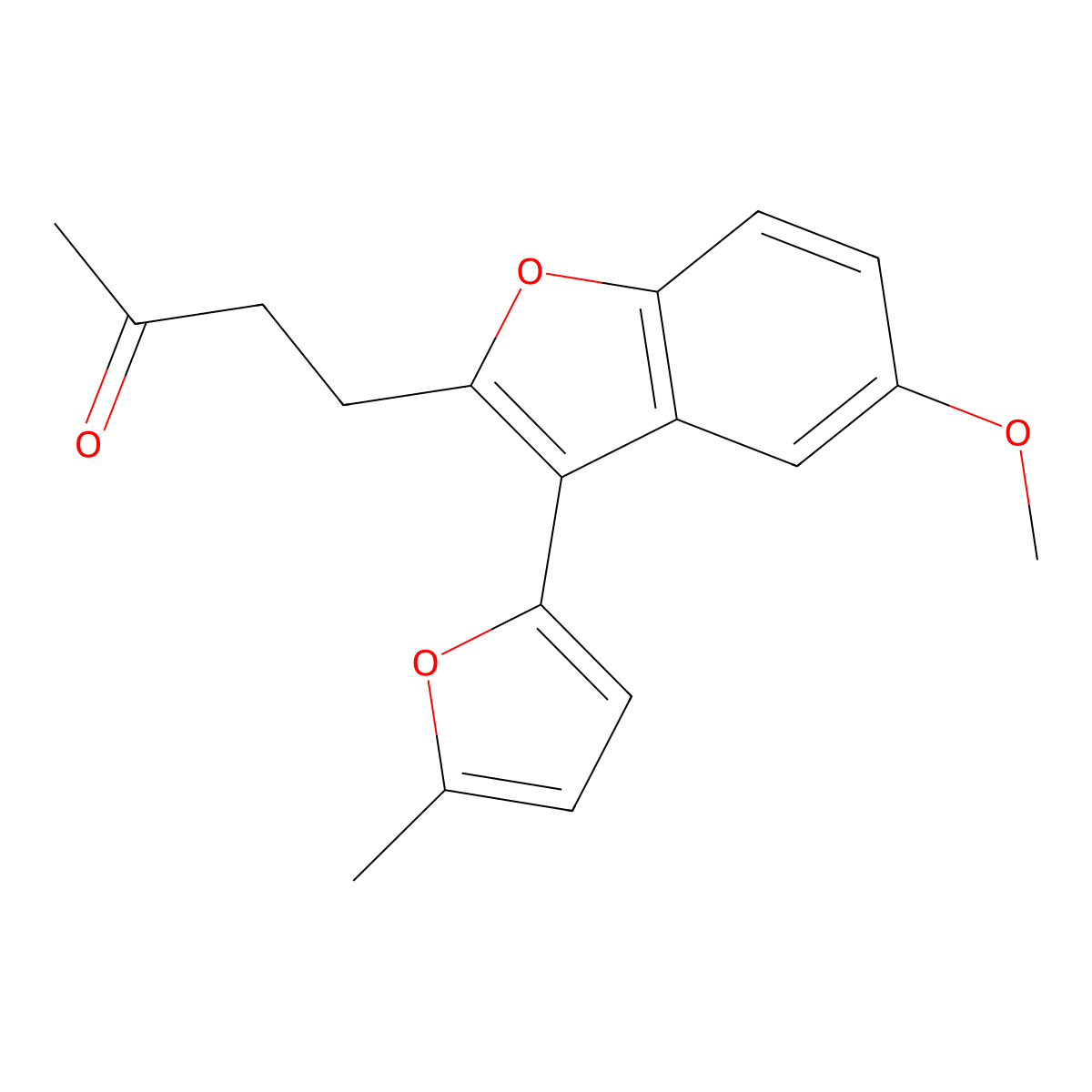 4-[5-Methoxy-3-(5-methylfuran-2-yl)-1-benzofuran-2-yl]butan-2-one molecular structure, CAS 220901-06-4