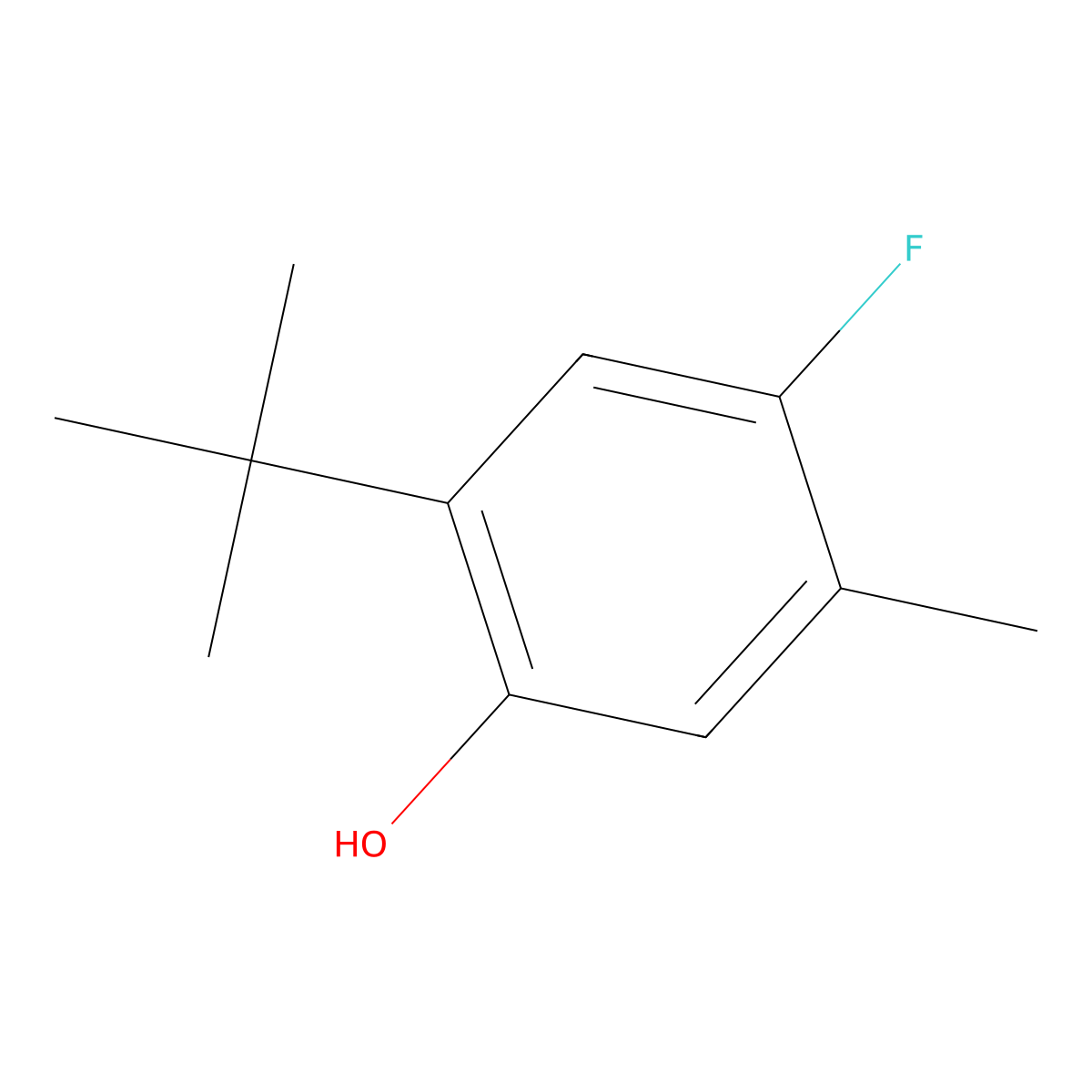 2-Tert-butyl-4-fluoro-5-methylphenol molecular structure, CAS 220901-47-3