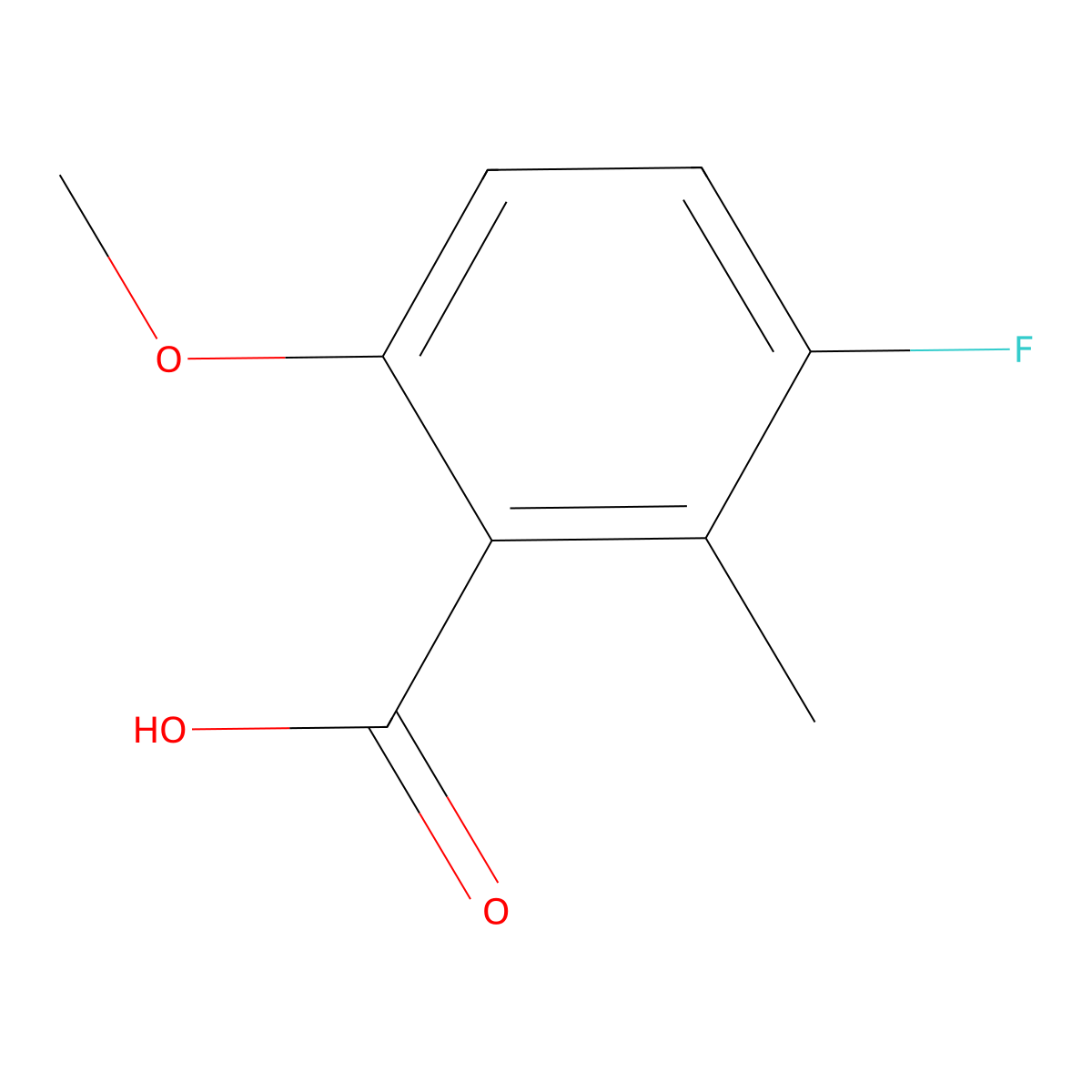 3-Fluoro-6-methoxy-2-methylbenzoic acid molecular structure, CAS 220901-72-4