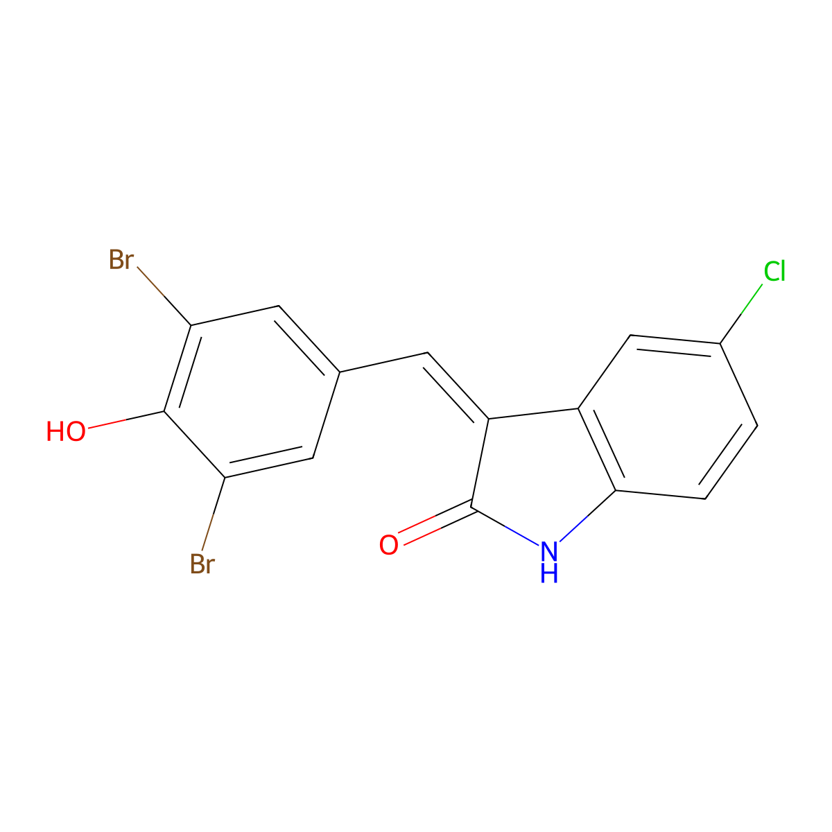 5-Chloro-3-(3,5-dibromo-4-hydroxybenzylidene)indolin-2-one molecular structure, CAS 220904-99-4