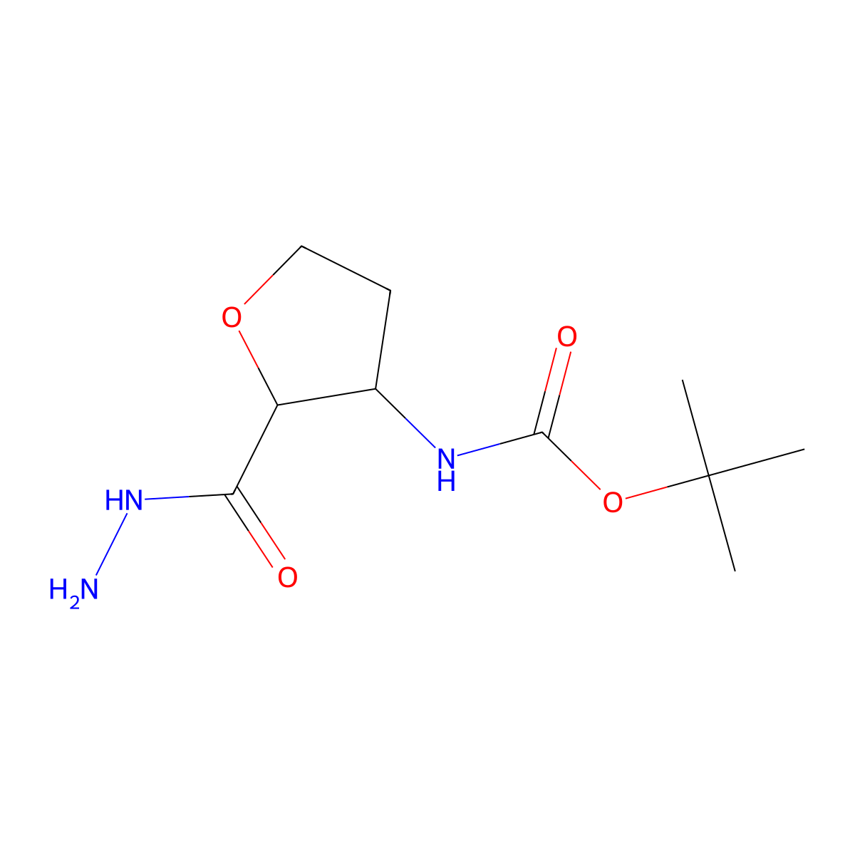 Tert-butyl N-[(2S,3R)-2-(hydrazinecarbonyl)oxolan-3-yl]carbamate molecular structure, CAS 2209078-37-3