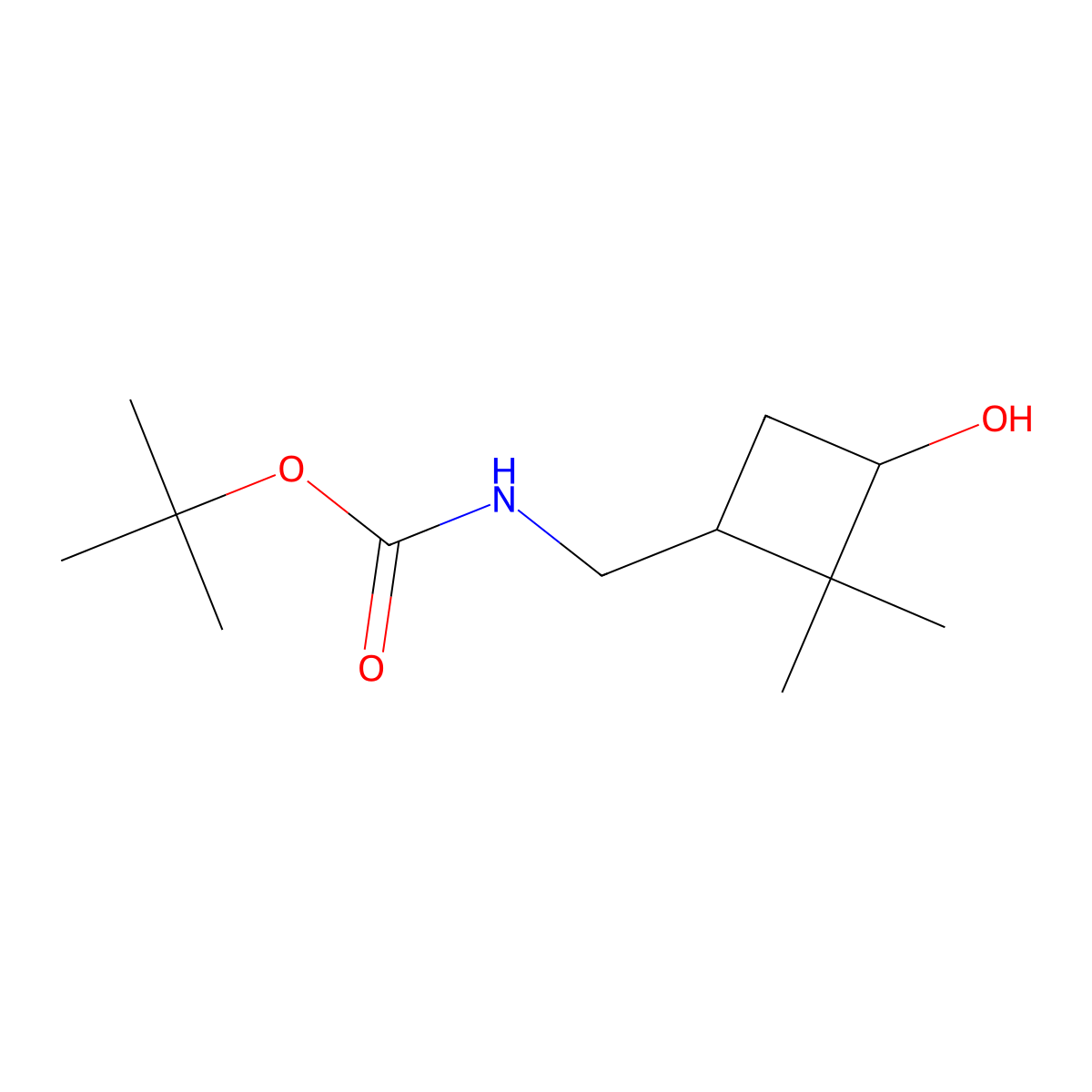 Tert-butyl N-[[(1R,3S)-3-hydroxy-2,2-dimethylcyclobutyl]methyl]carbamate molecular structure, CAS 2209078-51-1