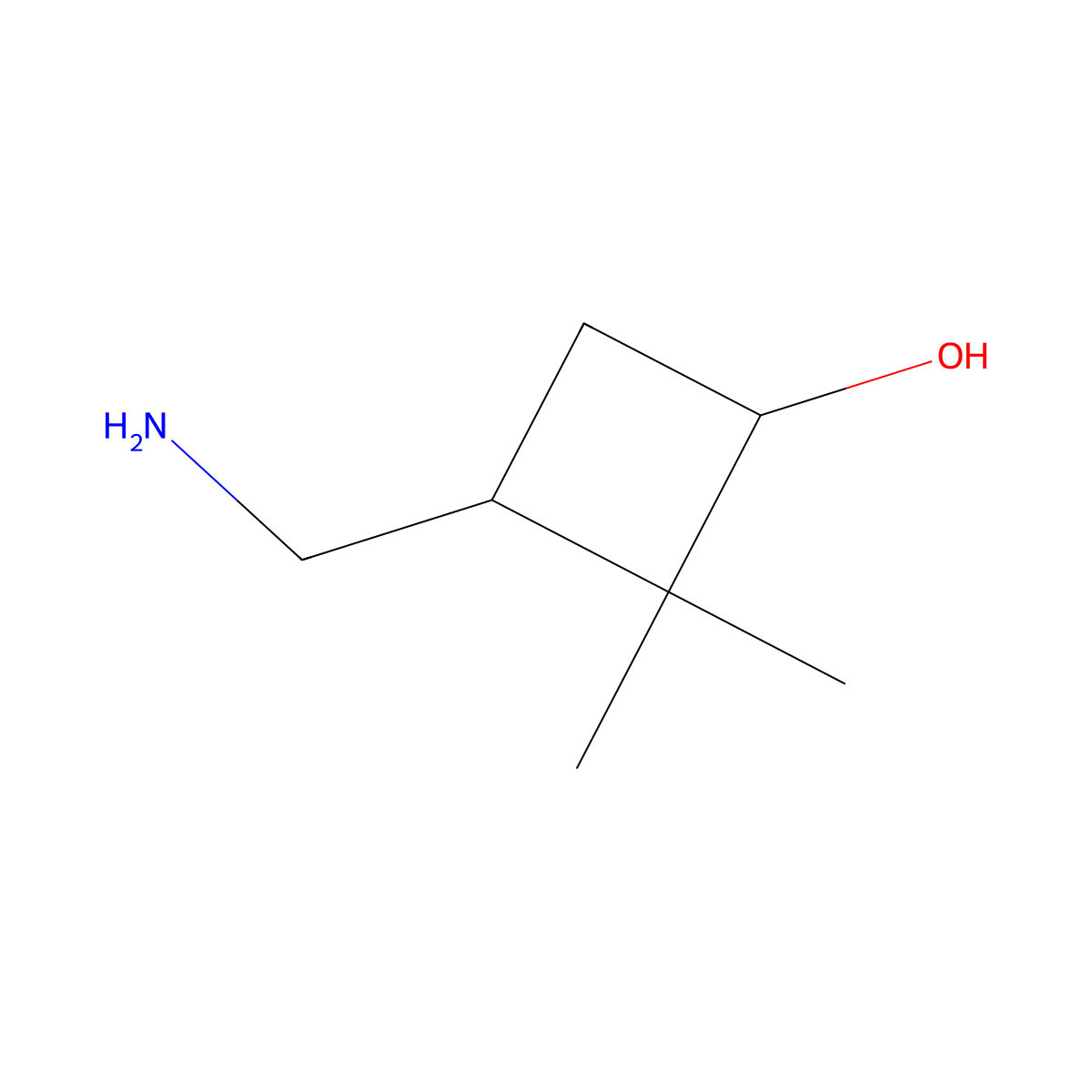 rac-(1R,3S)-3-(aminomethyl)-2,2-dimethylcyclobutan-1-ol molecular structure, CAS 2209078-58-8