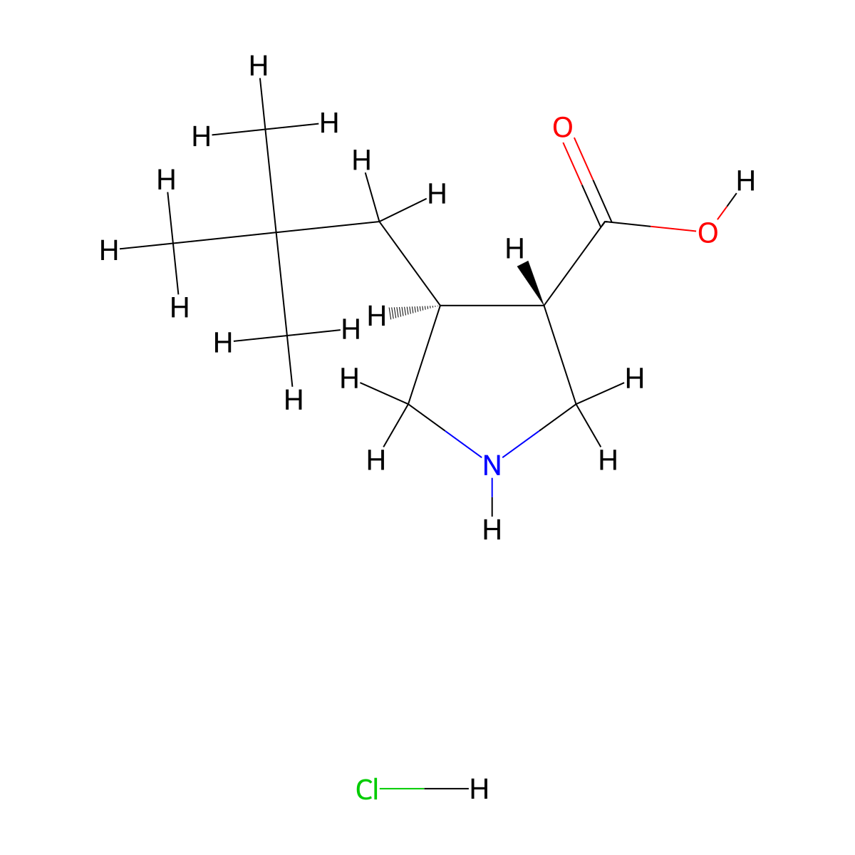 rac-(3R,4R)-4-(2,2-dimethylpropyl)pyrrolidine-3-carboxylic acid hydrochloride molecular structure, CAS 2209078-64-6