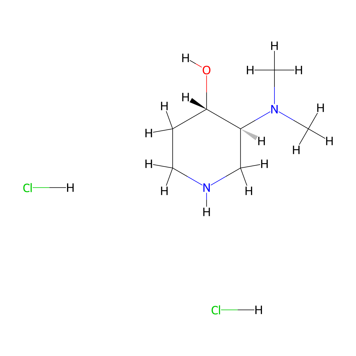 trans-3-(Dimethylamino)-4-piperidinol dihydrochloride molecular structure, CAS 2209078-76-0