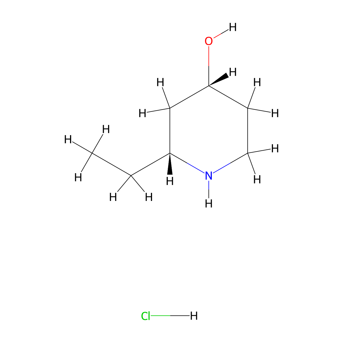 rac-(2R,4R)-2-ethyl-4-piperidinol hydrochloride molecular structure, CAS 2209079-65-0
