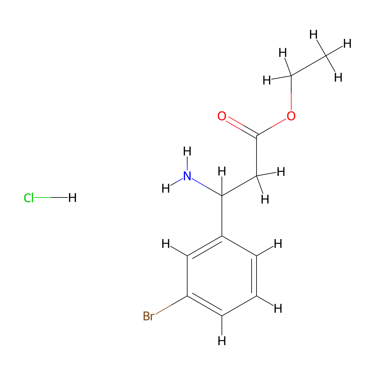 Ethyl 3-amino-3-(3-bromophenyl)propanoate hydrochloride molecular structure, CAS 2209086-50-8