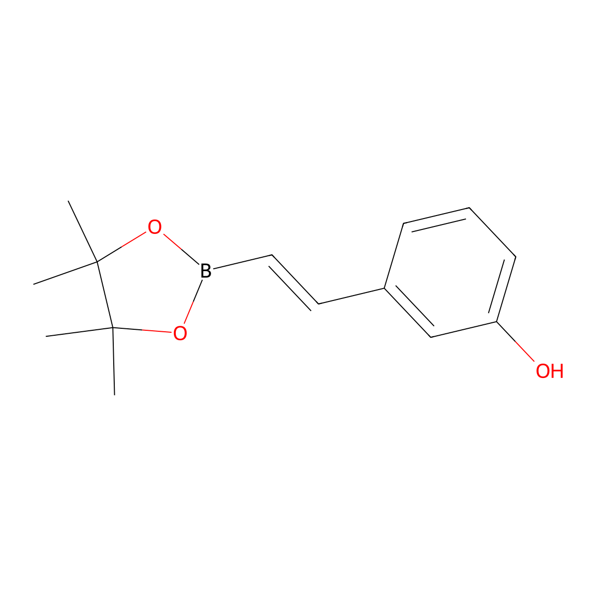 3-[(E)-2-(tetramethyl-1,3,2-dioxaborolan-2-yl)ethenyl]phenol molecular structure, CAS 2209098-36-0