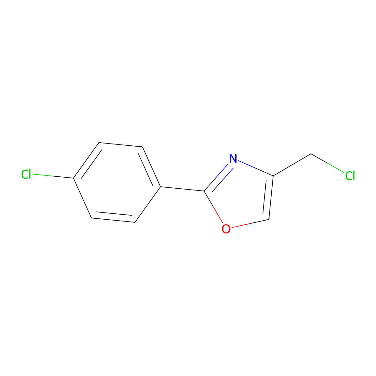 4-(Chloromethyl)-2-(4-chlorophenyl)-1,3-oxazole molecular structure, CAS 22091-36-7