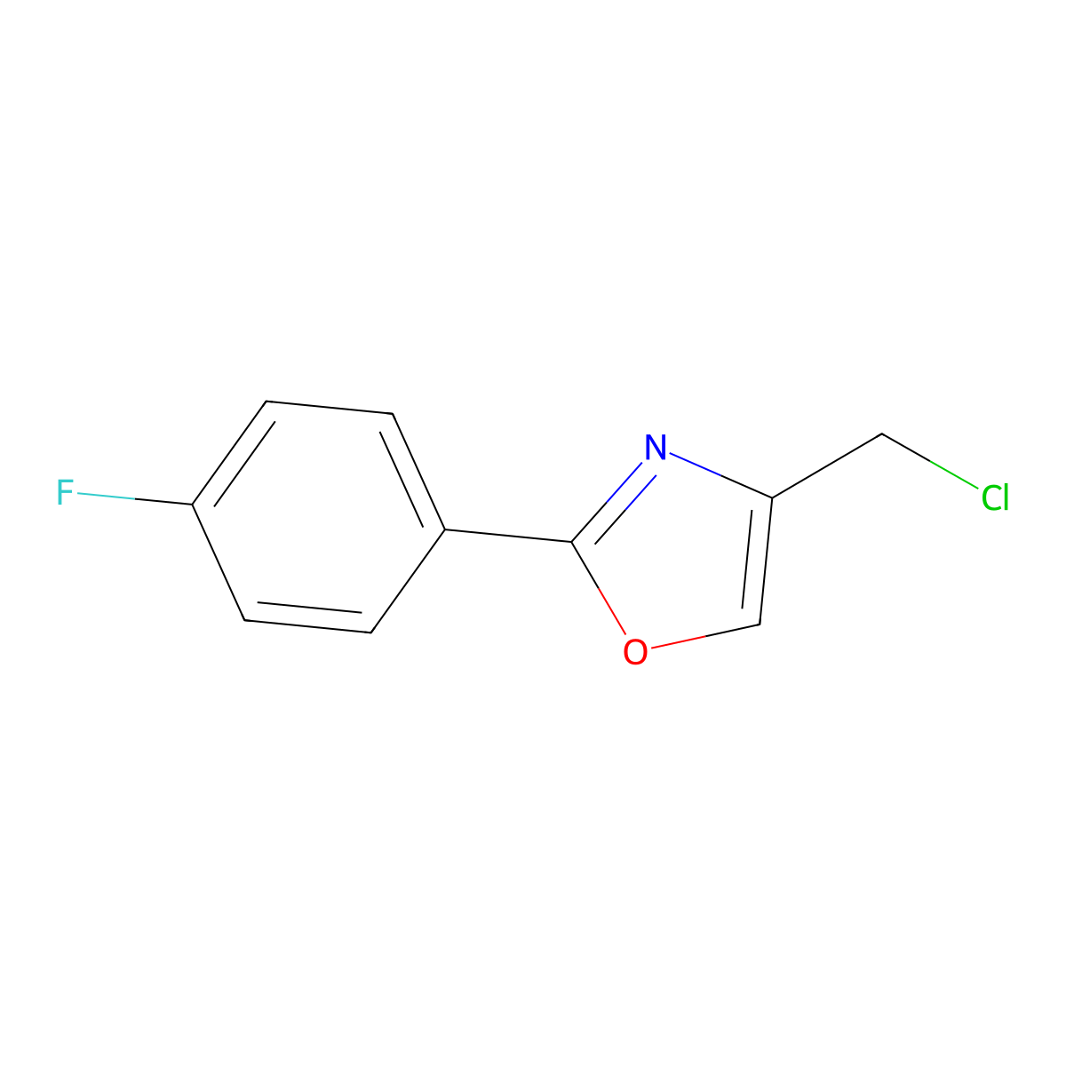 4-(Chloromethyl)-2-(4-fluorophenyl)-1,3-oxazole molecular structure, CAS 22091-39-0