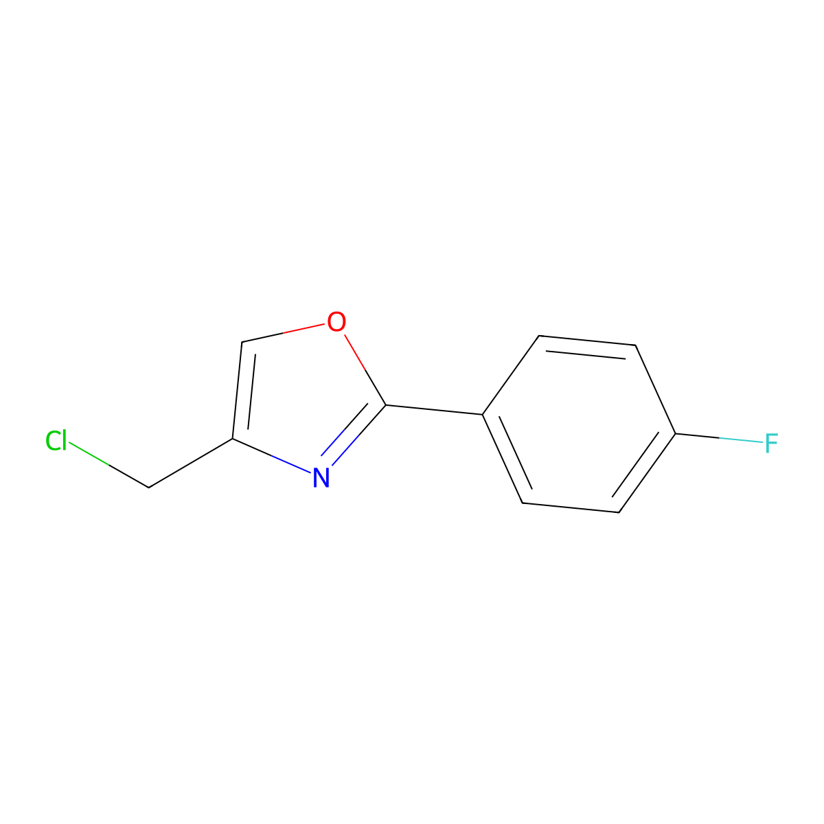 4-(Chloromethyl)-2-(4-fluorophenyl)-1,3-oxazole molecular structure, CAS 22091-39-0
