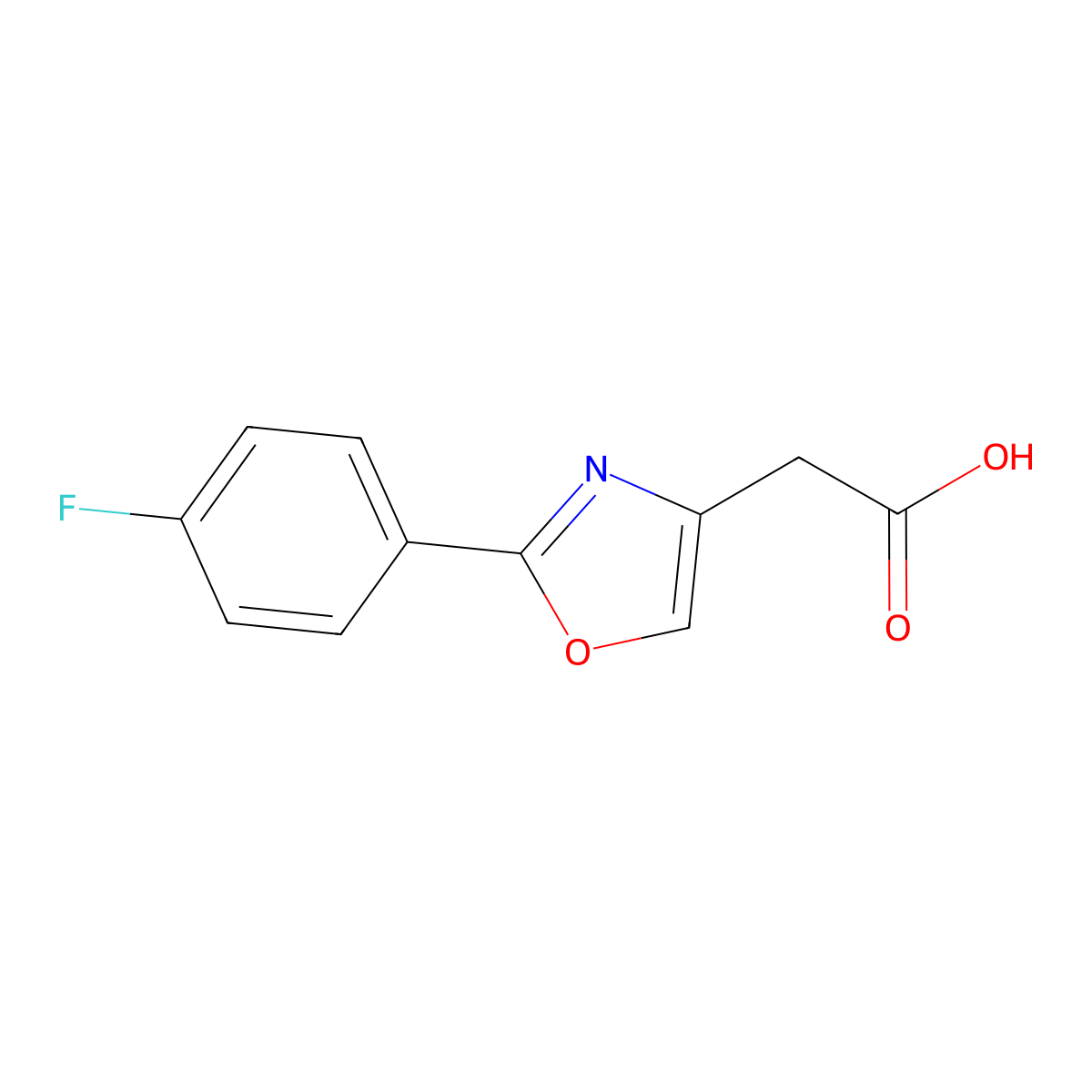 2-[2-(4-Fluorophenyl)-1,3-oxazol-4-yl]acetic acid molecular structure, CAS 22091-43-6