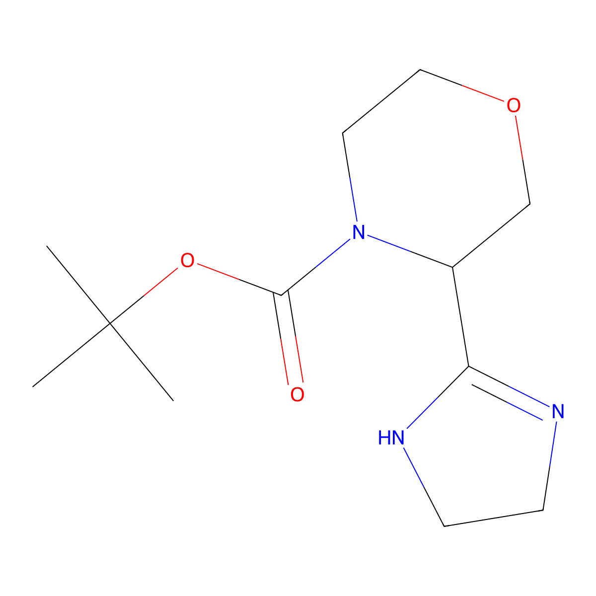Tert-butyl 3-(4,5-dihydro-1H-imidazol-2-yl)morpholine-4-carboxylate molecular structure, CAS 2209111-89-5