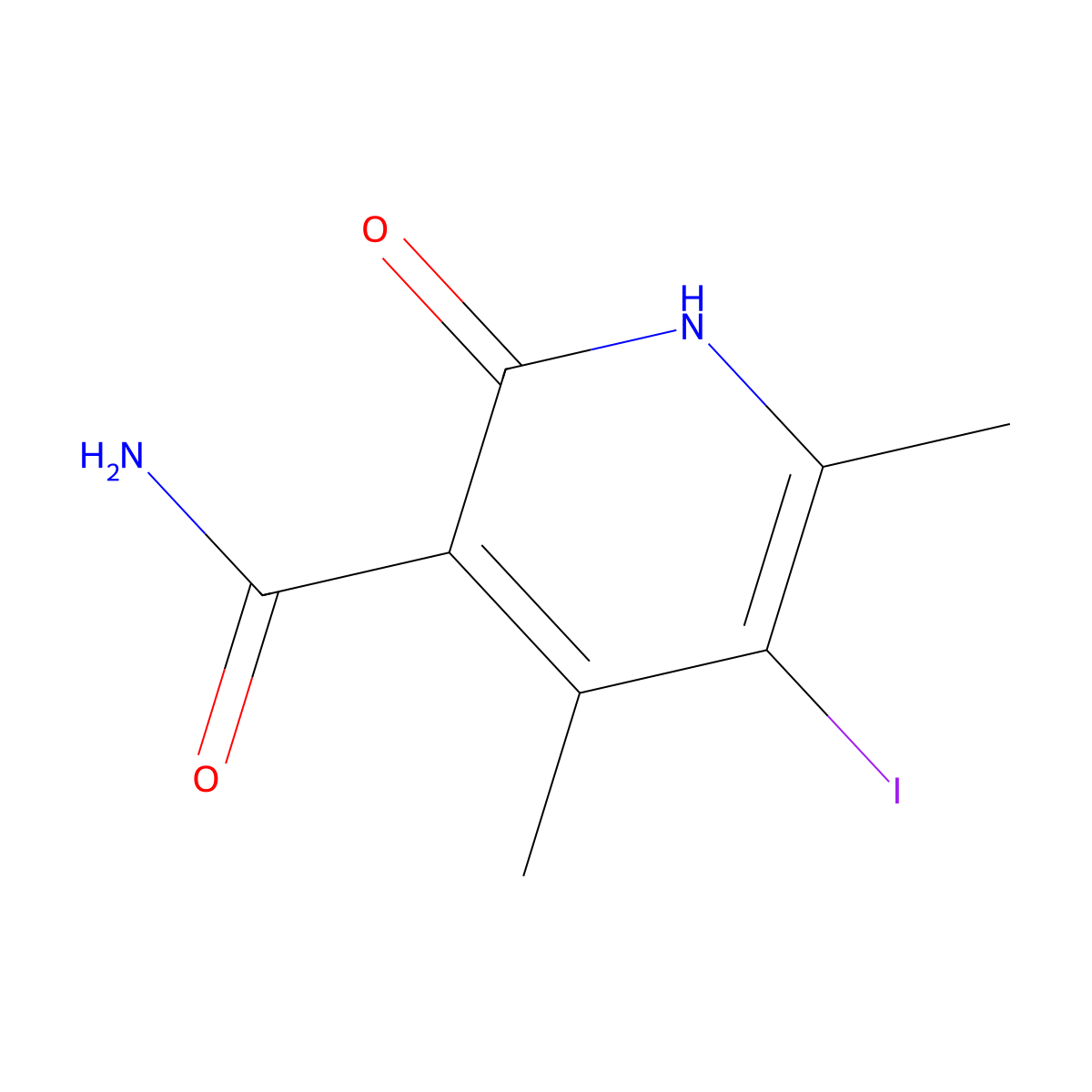 2-Hydroxy-5-iodo-4,6-dimethylpyridine-3-carboxamide molecular structure, CAS 2209112-00-3