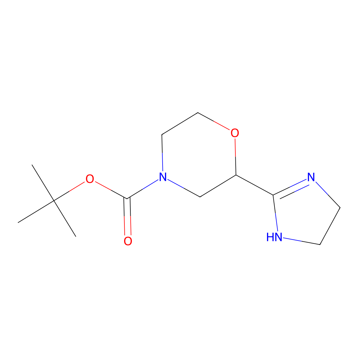 Tert-butyl 2-(4,5-dihydro-1H-imidazol-2-yl)morpholine-4-carboxylate molecular structure, CAS 2209112-02-5