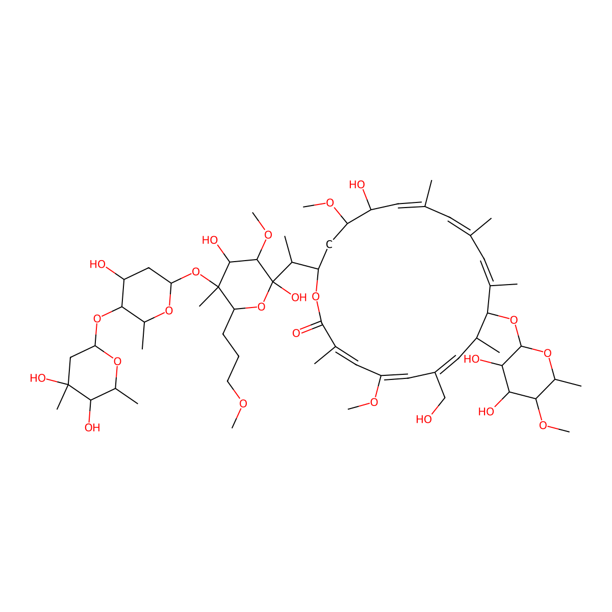 20-[1-[5-[5-(4,5-Dihydroxy-4,6-dimethyloxan-2-yl)oxy-4-hydroxy-6-methyloxan-2-yl]oxy-2,4-dihydroxy-3-methoxy-6-(3-methoxypropyl)-5-methyloxan-2-yl]ethyl]-10-(3,4-dihydroxy-5-methoxy-6-methyloxan-2-yl)oxy-17-hydroxy-7-(hydroxymethyl)-5,18-dimethoxy-3,9,11,13,15-pentamethyl-1-oxacycloicosa-3,5,7,11,13,15-hexaen-2-one molecular structure, CAS 2209112-96-7