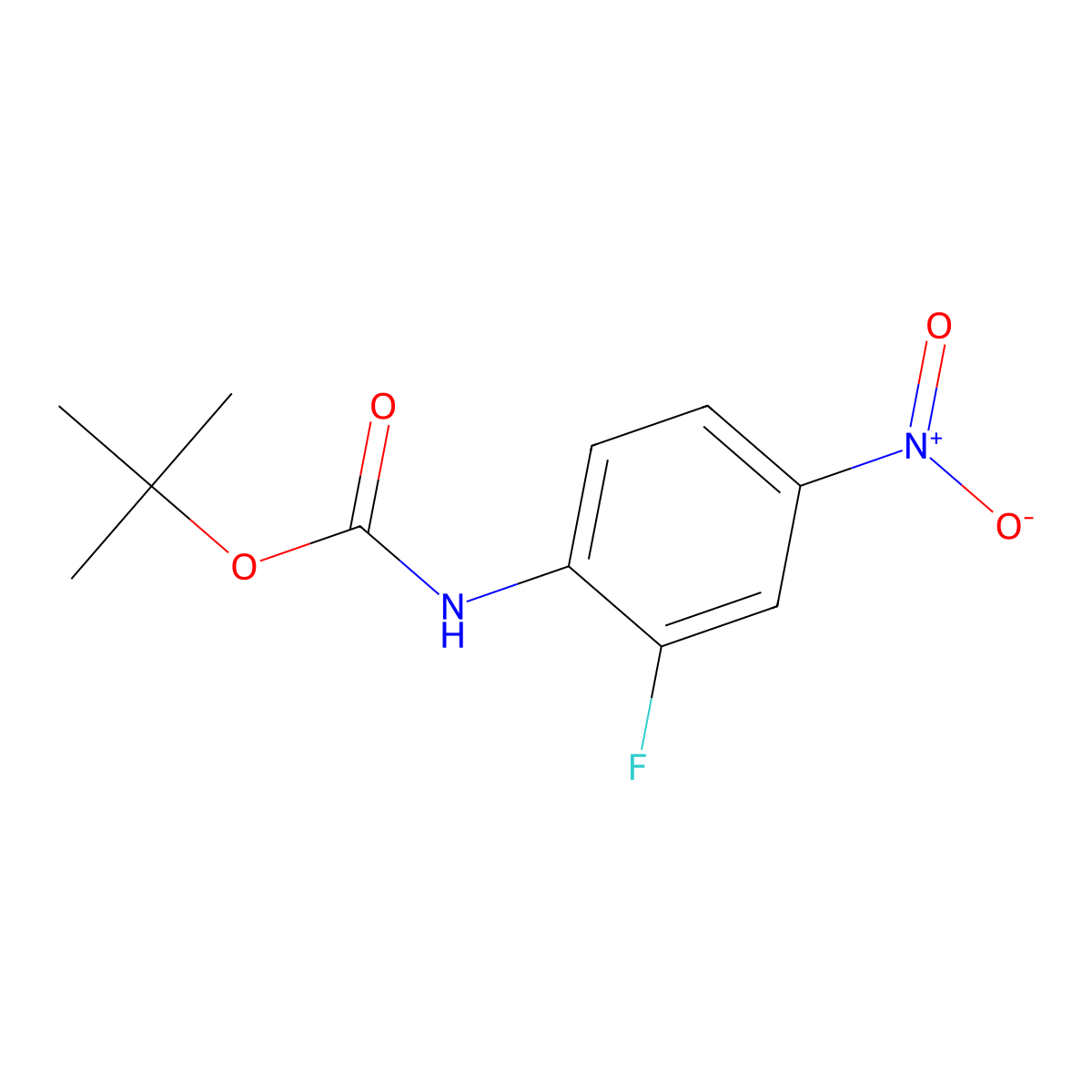 Tert-butyl 2-fluoro-4-nitrophenylcarbamate molecular structure, CAS 220913-42-8