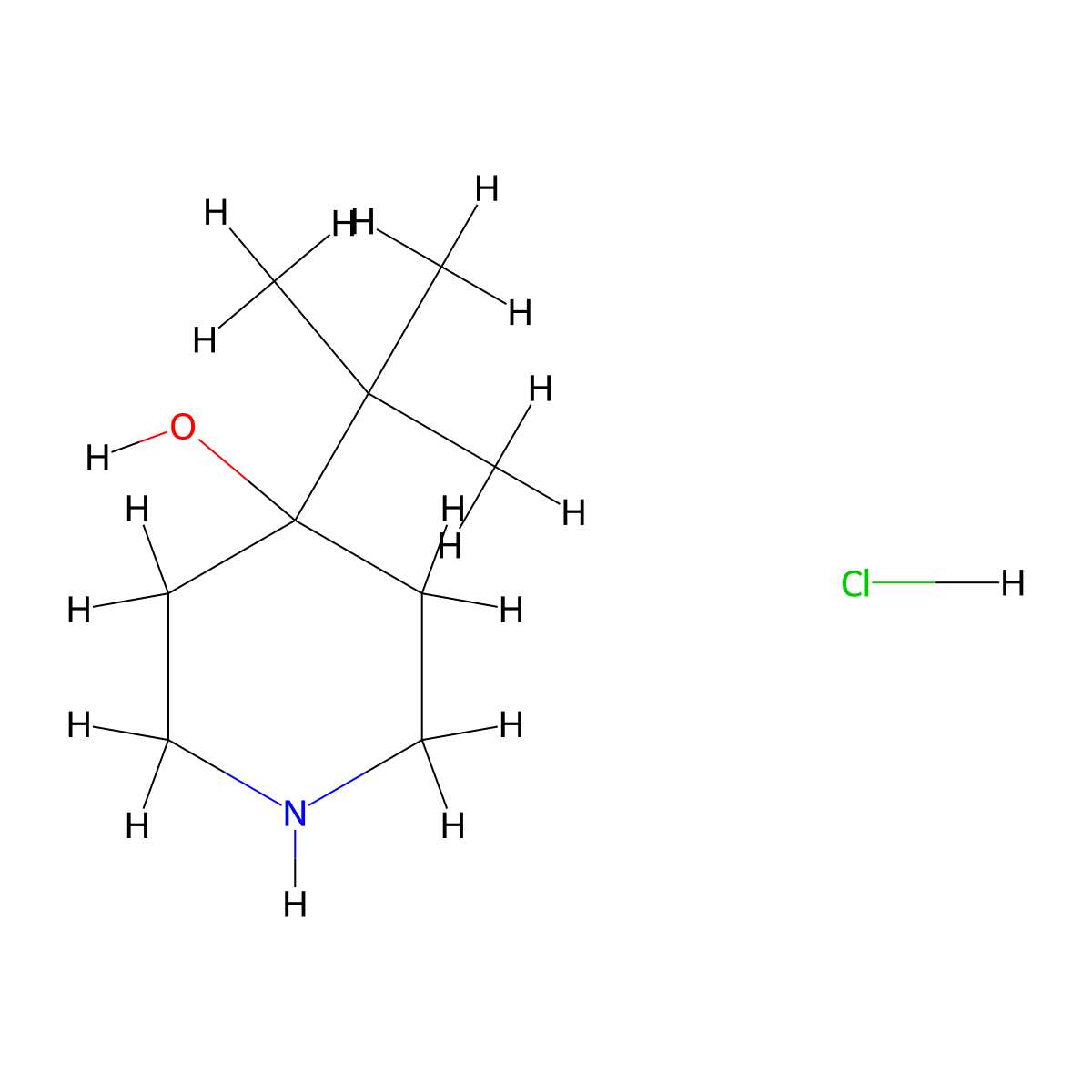 4-(Tert-butyl)piperidin-4-ol hydrochloride molecular structure, CAS 22093-42-1
