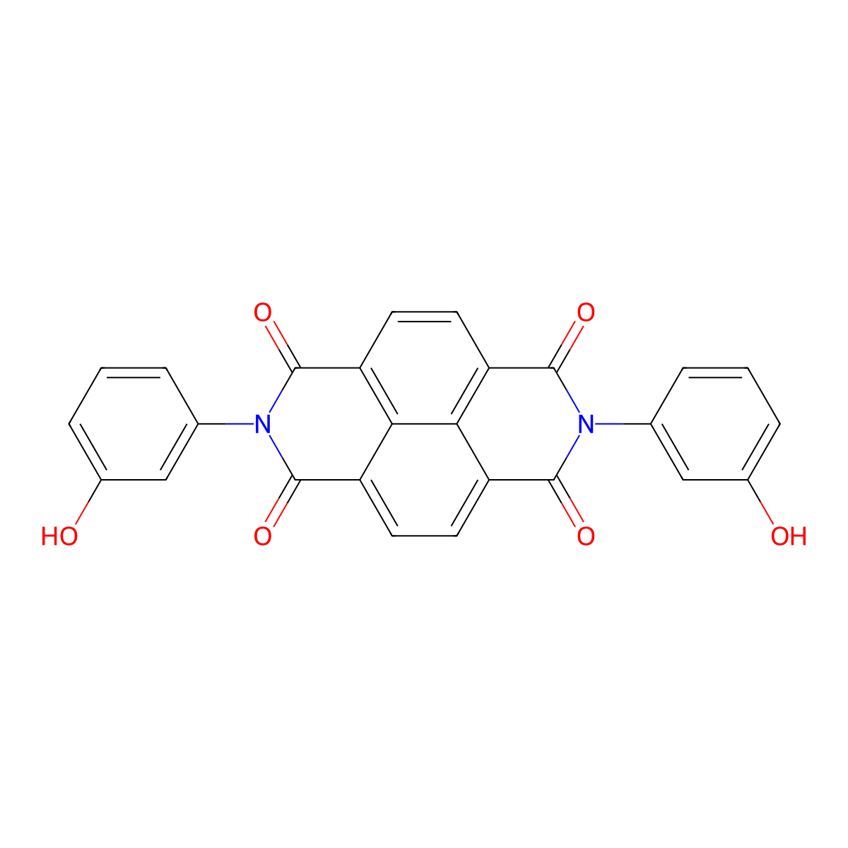 2,7-Bis-(3-hydroxy-phenyl)-benzo[lmn][3,8]phenanthroline-1,3,6,8-tetraone molecular structure, CAS 220954-22-3