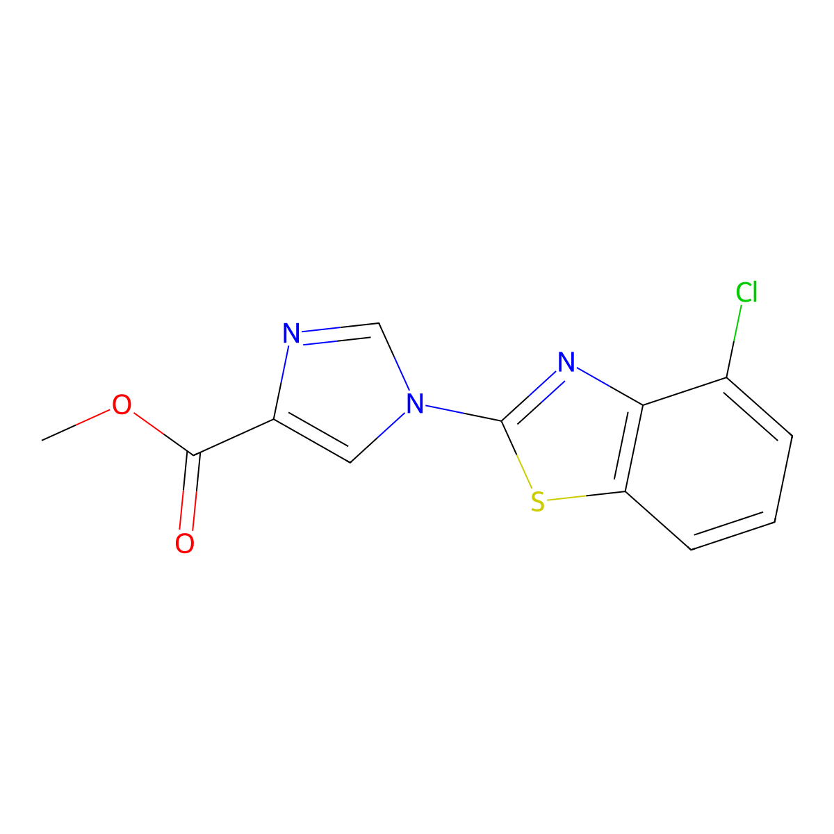 Methyl 1-(4-chlorobenzo[d]thiazol-2-yl)-1H-imidazole-4-carboxylate molecular structure, CAS 220965-36-6