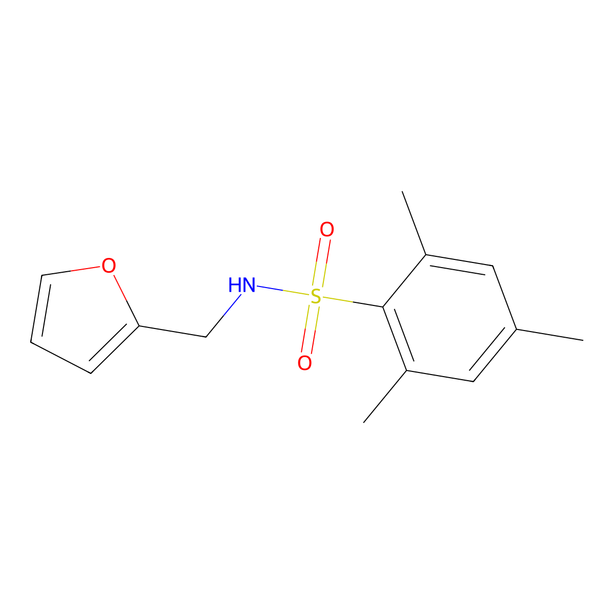 N-(furan-2-ylmethyl)-2,4,6-trimethylbenzenesulfonamide molecular structure, CAS 220965-71-9