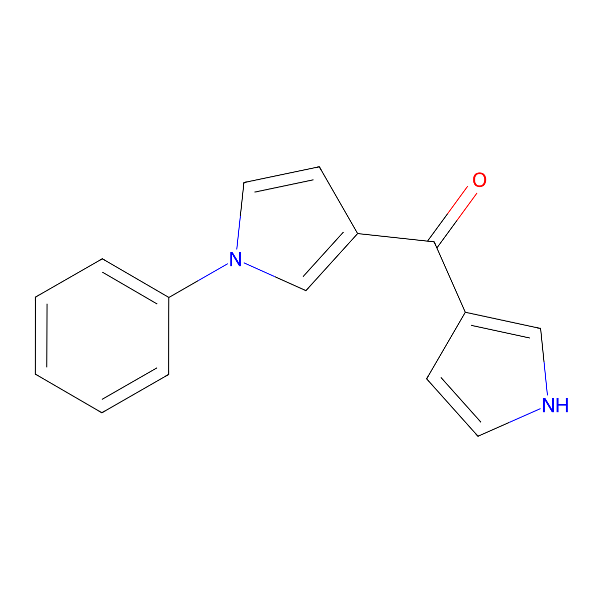 (1-phenyl-1H-pyrrol-3-yl)(1H-pyrrol-3-yl)methanone molecular structure, CAS 220968-61-6