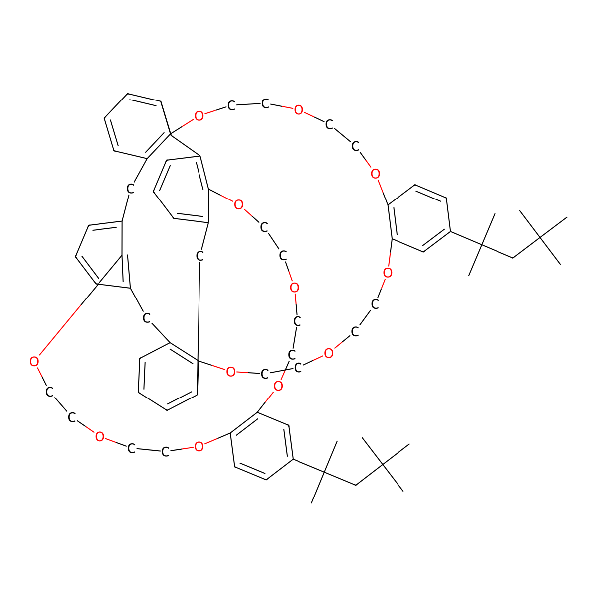 Calix(4)arene-bis(tert-octylbenzo-crown-6) molecular structure, CAS 220969-34-6