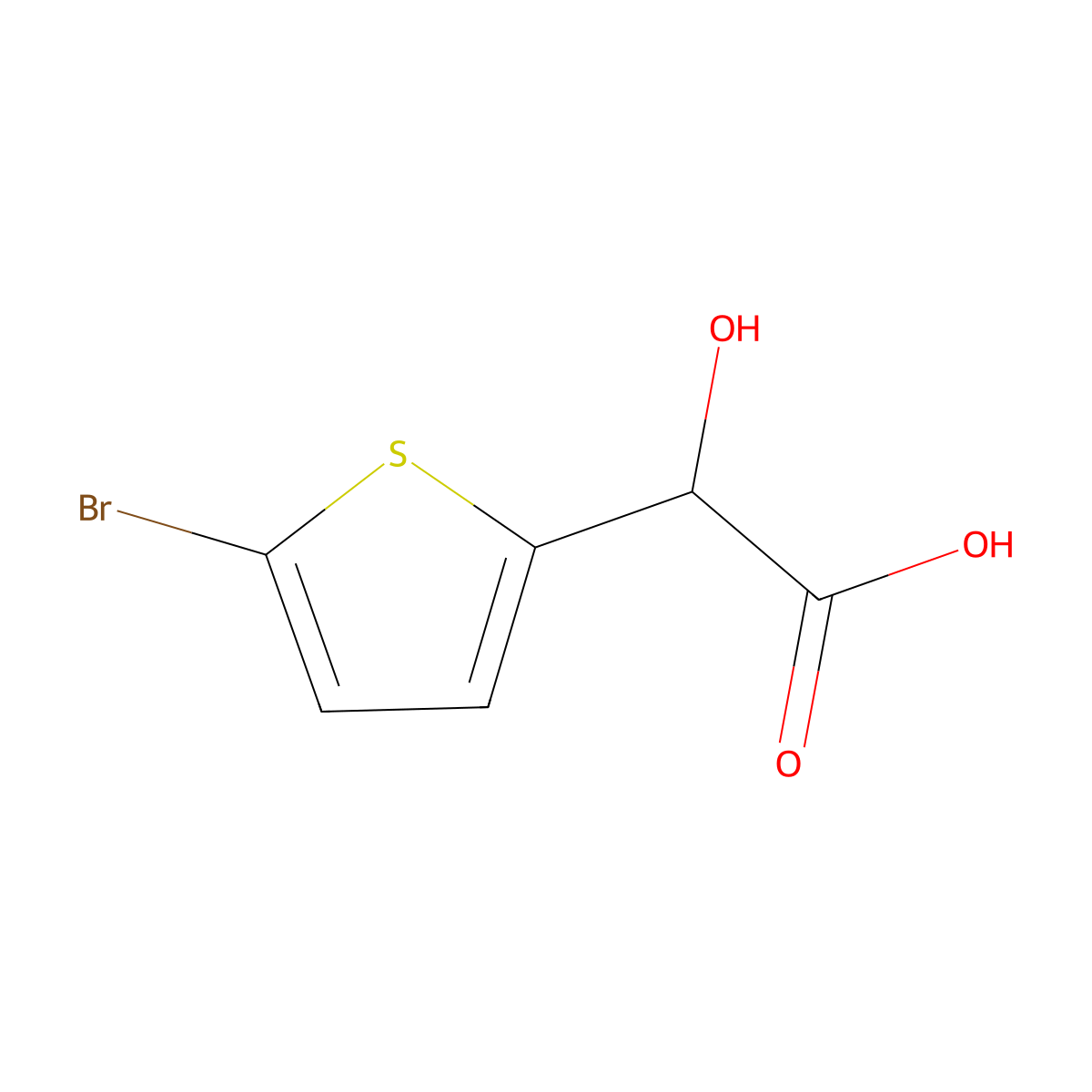 5-Bromo-alpha-hydroxy-2-thiopheneacetic acid molecular structure, CAS 22098-19-7