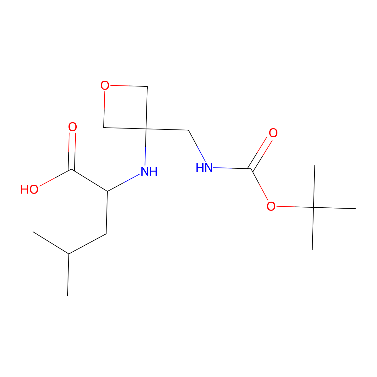 (3-(((tert-butoxycarbonyl)amino)methyl)oxetan-3-yl)-L-leucine molecular structure, CAS 2209830-33-9