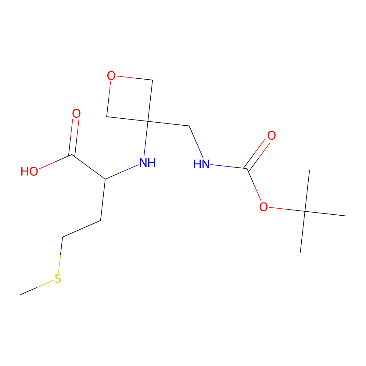 (3-(((tert-butoxycarbonyl)amino)methyl)oxetan-3-yl)-L-methionine molecular structure, CAS 2209833-38-3