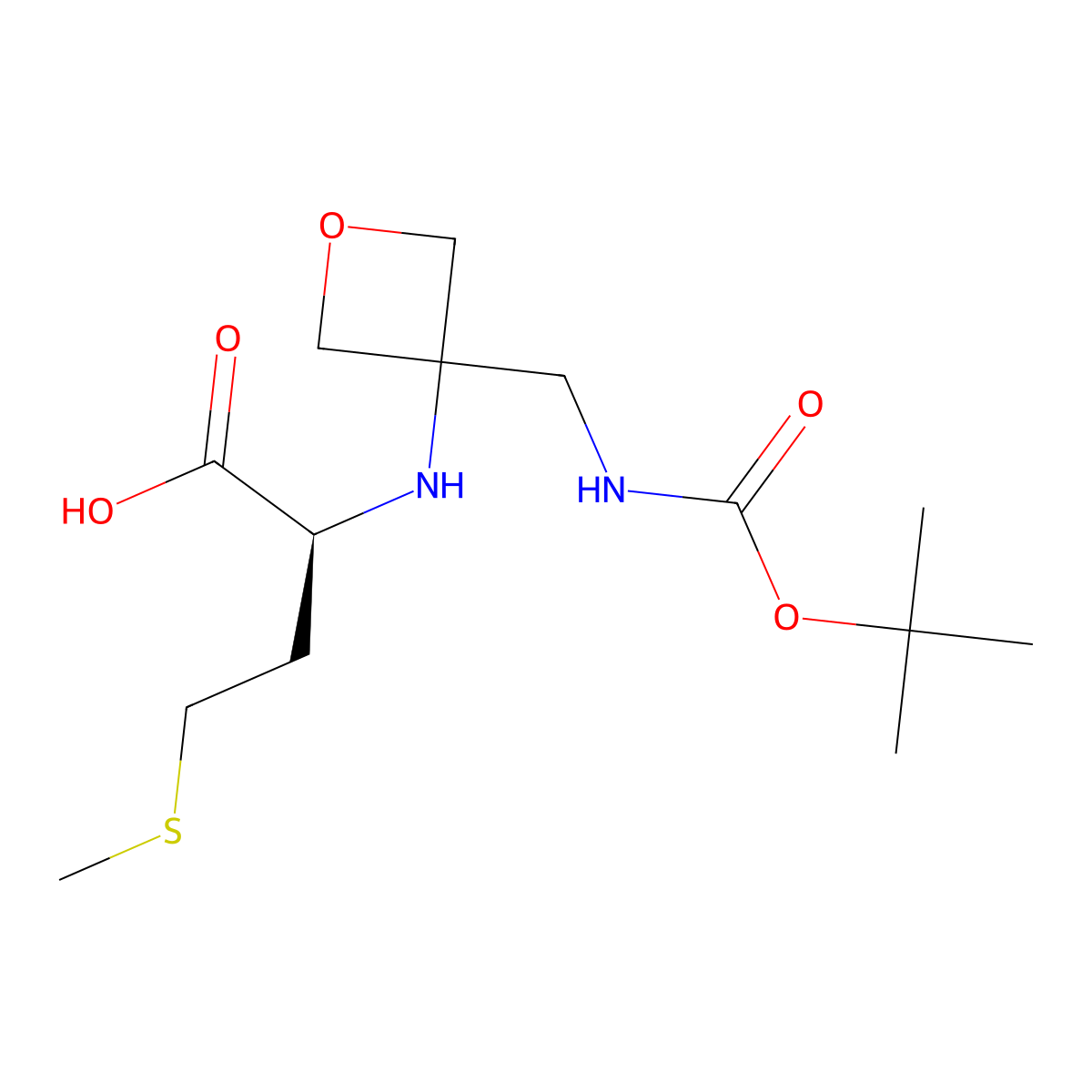 (3-(((tert-butoxycarbonyl)amino)methyl)oxetan-3-yl)-L-methionine molecular structure, CAS 2209833-38-3