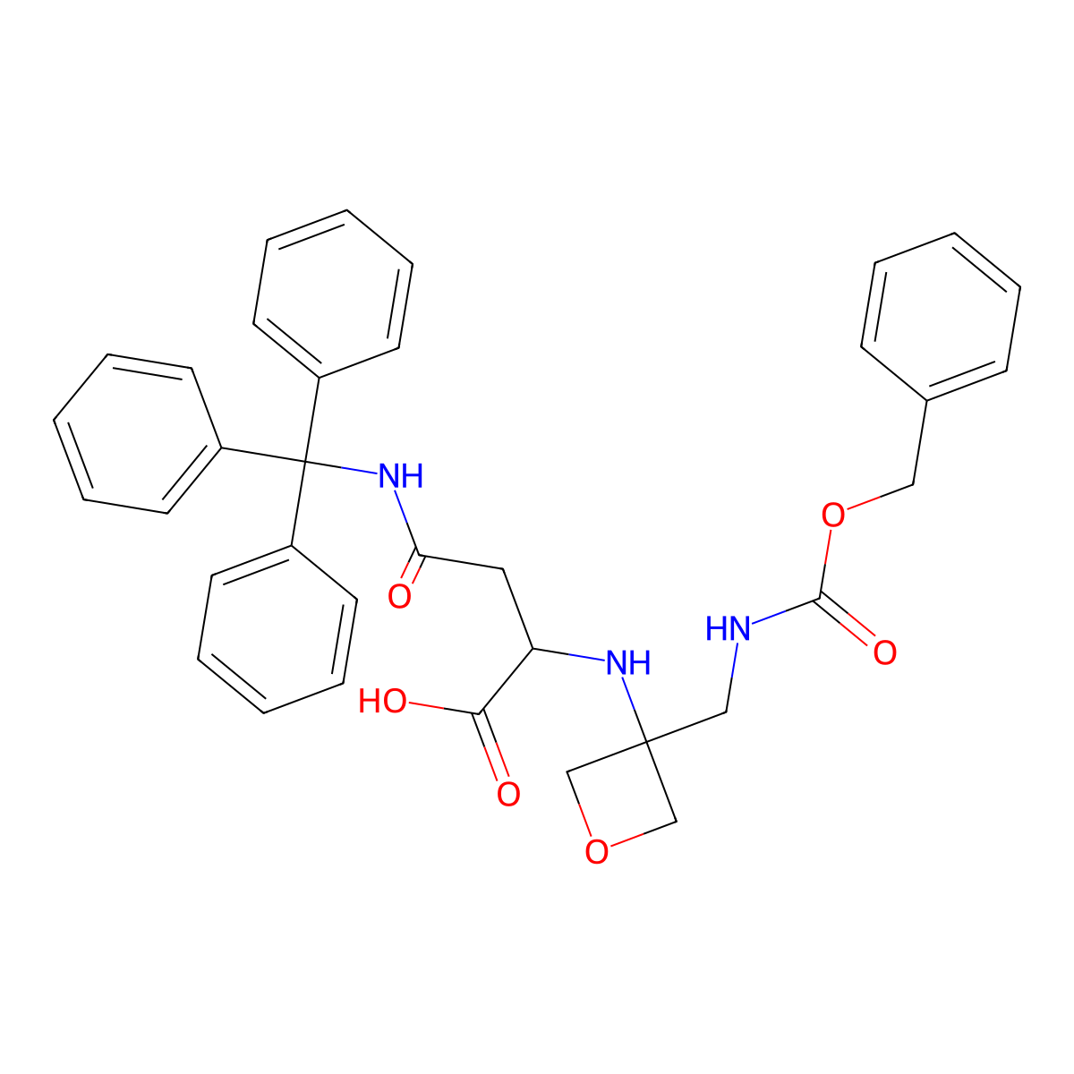 N2-(3-((((benzyloxy)carbonyl)amino)methyl)oxetan-3-yl)-N4-trityl-L-asparagine molecular structure, CAS 2209843-16-1