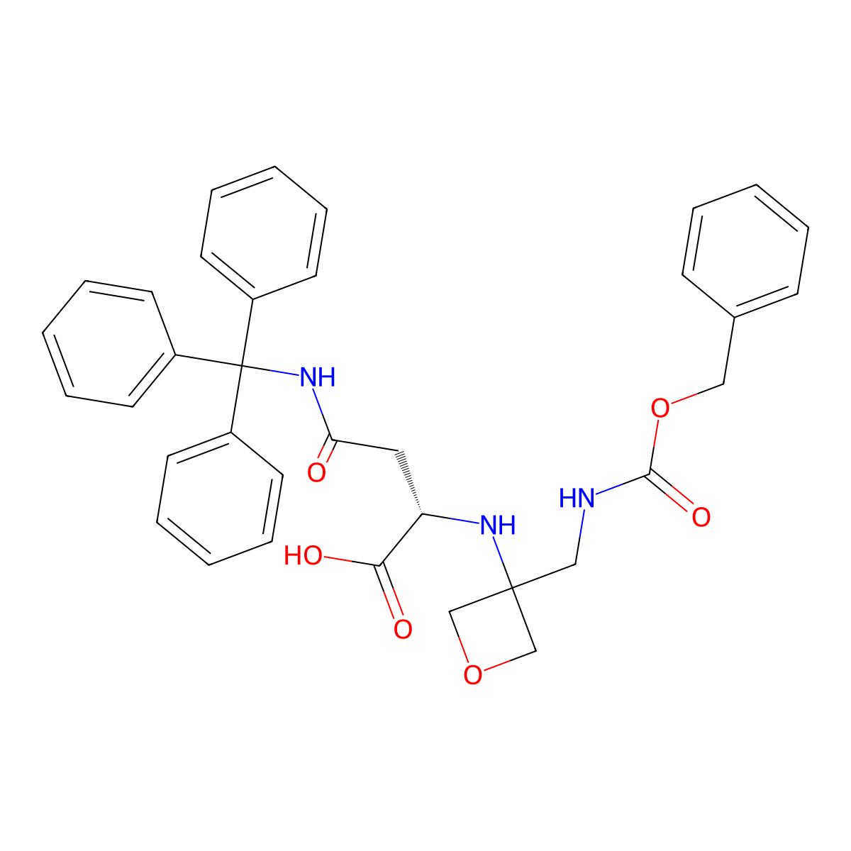 N2-(3-((((benzyloxy)carbonyl)amino)methyl)oxetan-3-yl)-N4-trityl-L-asparagine molecular structure, CAS 2209843-16-1