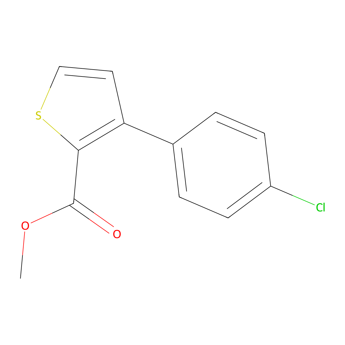 Methyl 3-(4-chlorophenyl)thiophene-2-carboxylate molecular structure, CAS 22099-15-6