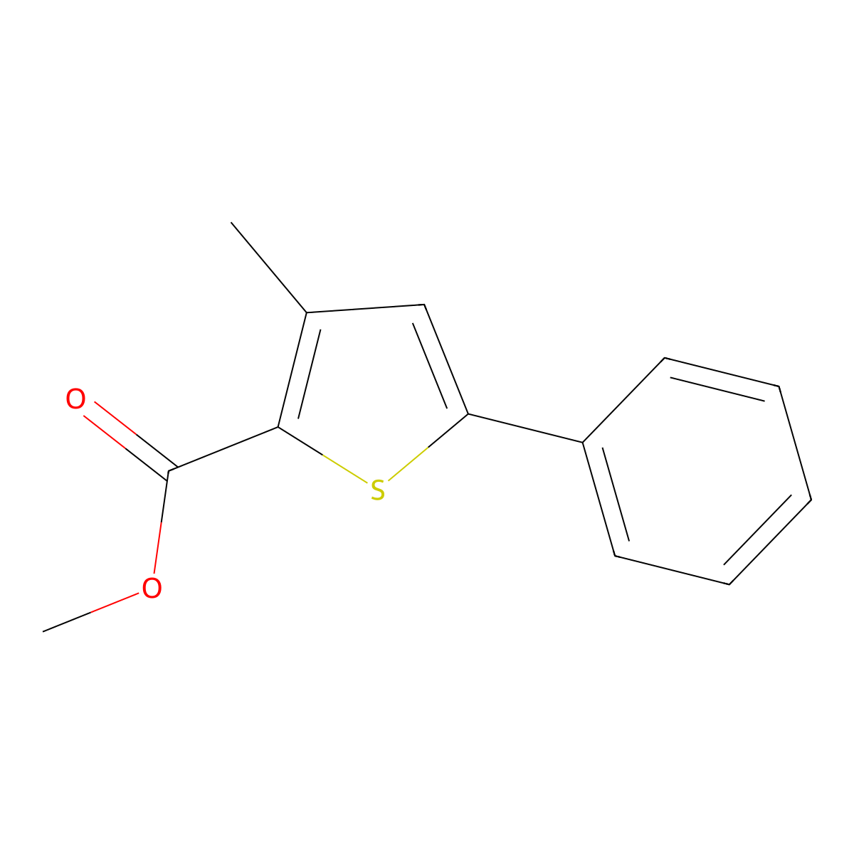 Methyl 3-methyl-5-phenylthiophene-2-carboxylate molecular structure, CAS 22099-20-3