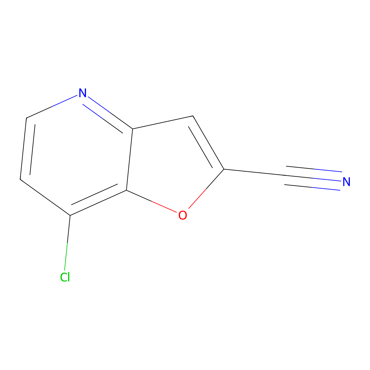 7-Chloro-furo[3,2-B]pyridine-2-carbonitrile molecular structure, CAS 220992-47-2
