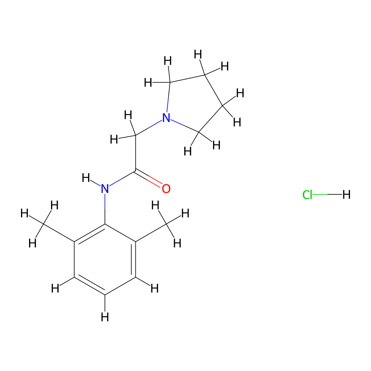 Pyrrocaine hydrochloride molecular structure, CAS 2210-64-2