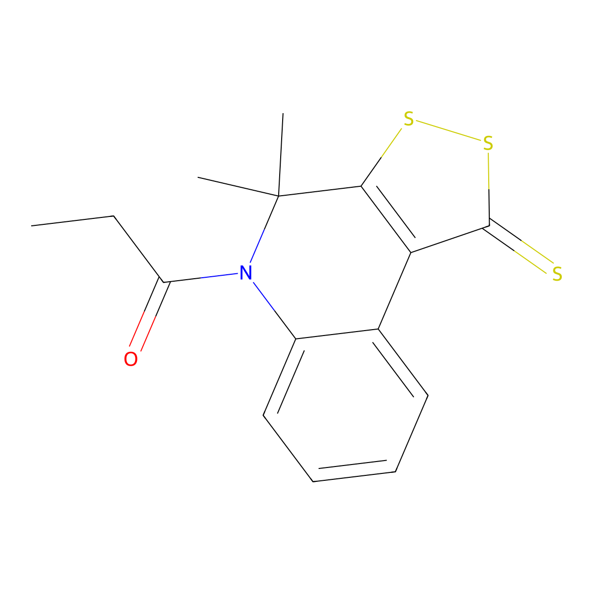 1-(4,4-dimethyl-1-thioxo-1,4-dihydro-5H-[1,2]dithiolo[3,4-c]quinolin-5-yl)-1-propanone molecular structure, CAS 221001-87-2