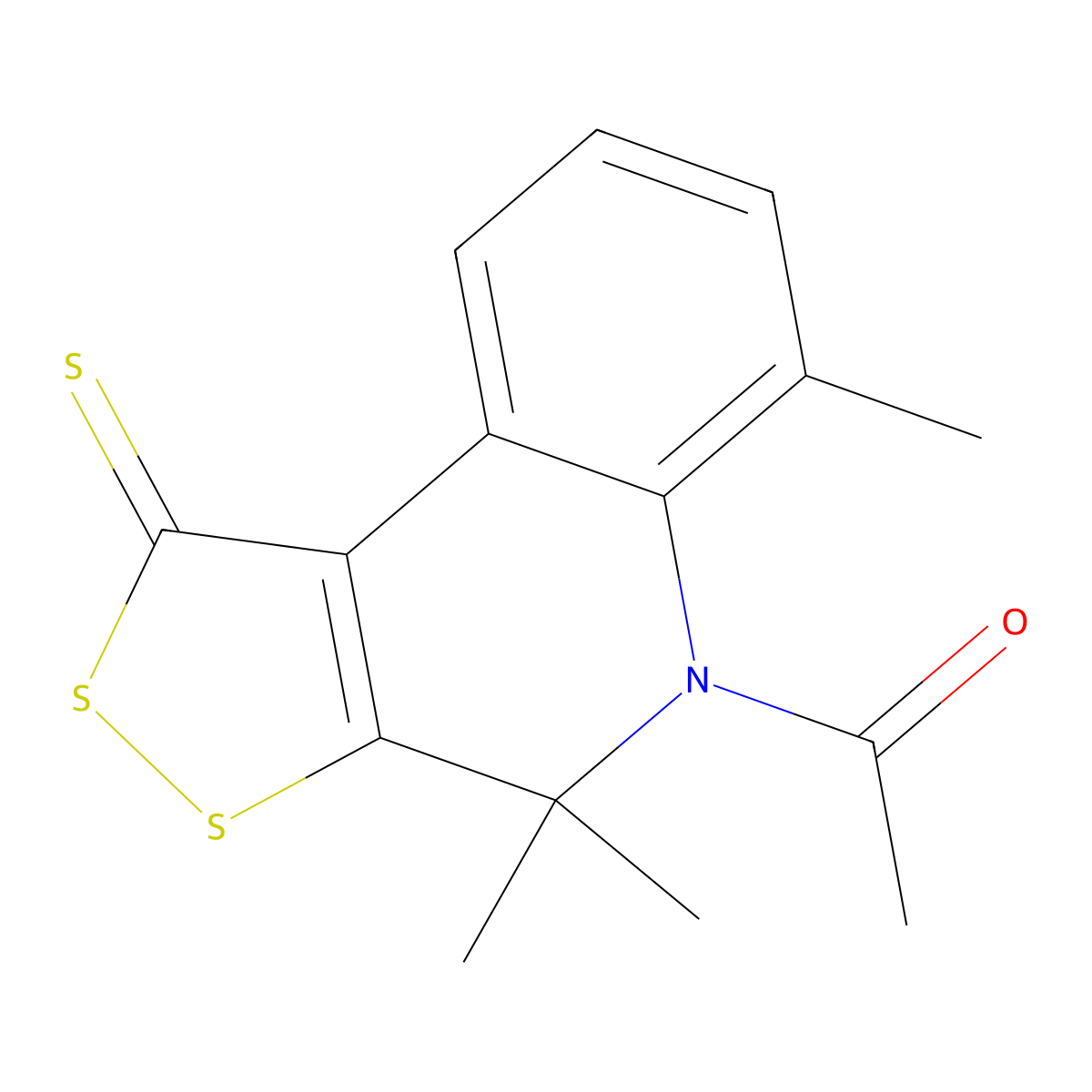 1-(4,4,6-Trimethyl-1-sulfanylidenedithiolo[3,4-c]quinolin-5-yl)ethanone molecular structure, CAS 221001-92-9
