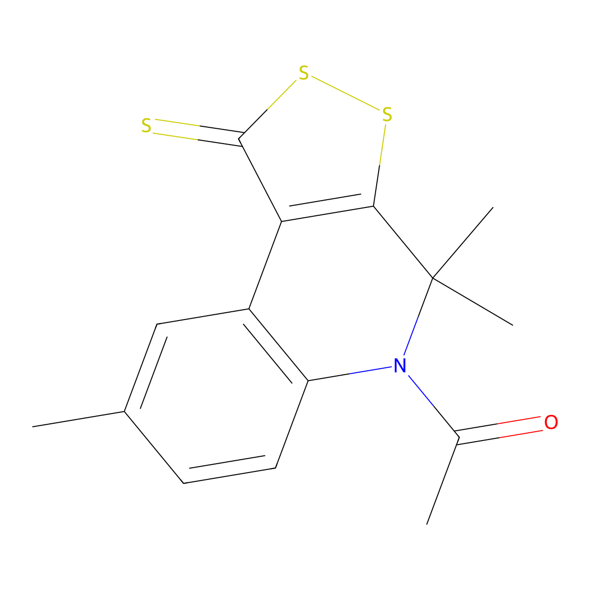 1-(4,4,8-trimethyl-1-thioxo-1,4-dihydro-5H-[1,2]dithiolo[3,4-c]quinolin-5-yl)ethanone molecular structure, CAS 221001-97-4